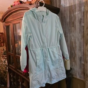 Light Teal Hooded Windbreaker Jacket (M)